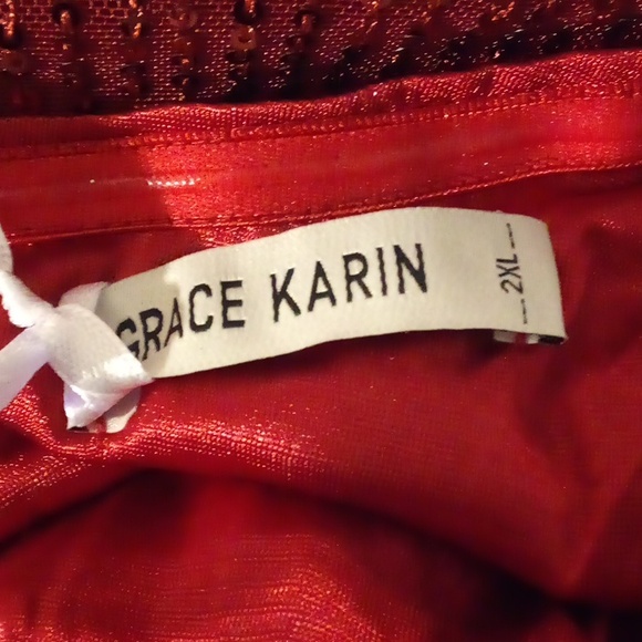 Grace Karen Red Wine Rusched Sequin Off Shoulder Cocktail Dress - Size 2XL - Picture 8 of 11